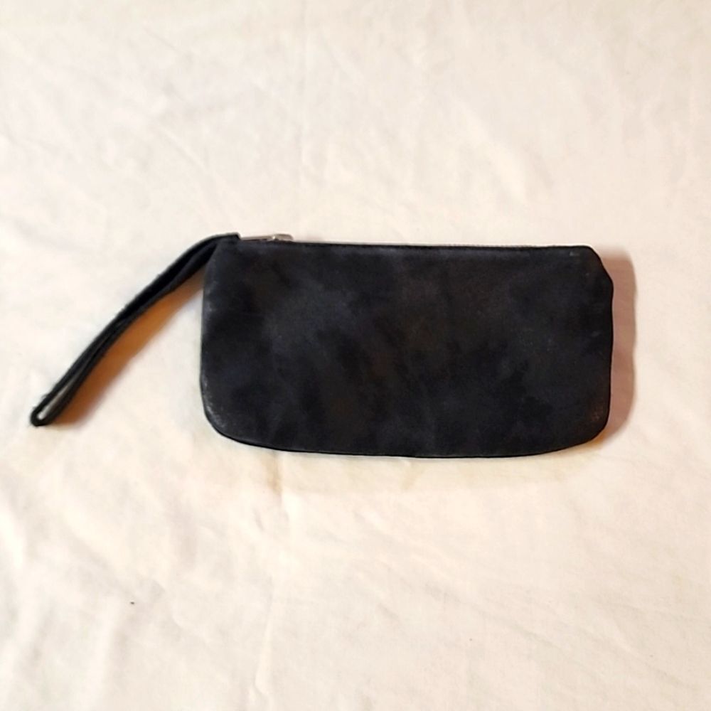 Cofi black metallic leather wristlet pouch - Picture 1 of 9